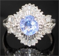 Platinum 2.63 ct GIA Sapphire & Diamond Ring