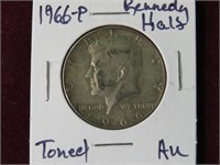 1966 P KENNEDY HALF DOLLAR 40% TONED AU