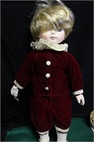 Vintage Porcelain Boy Burgundy Suit w/buttons