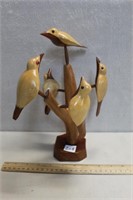 AMAZING FOLK ART WOODEN BIRDS IN TREE