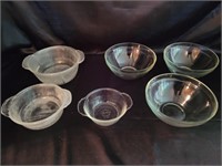 Lot of (6) Clear Glass Bowls, 3 are Fire King