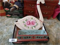 Hand Painted Swan & Hand Painted Tray