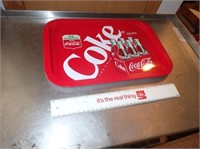 Coca Cola Metal Tray & Coca Cola Ruler -