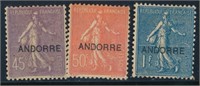 ANDORRA FRENCH #11, #12, & #16 MINT AVE-FINE NG