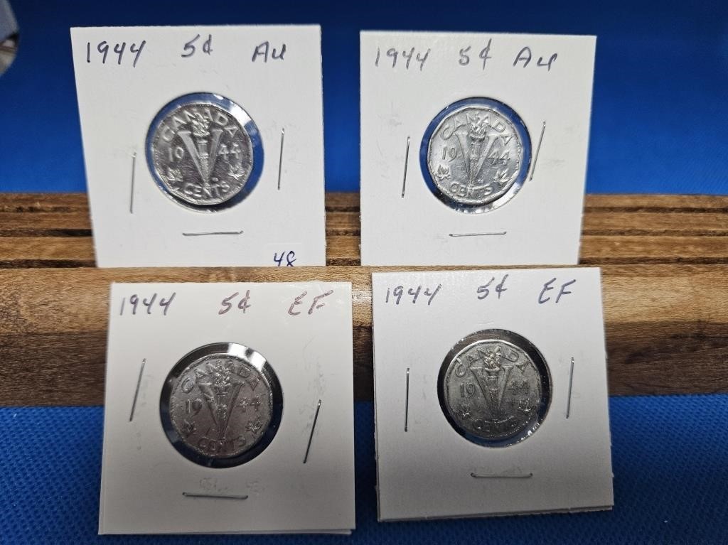 4-1944 CANADA 5 CENT COINS