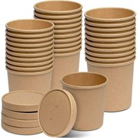 25Pk Paper Food Containers with Vented Lids, 16oz