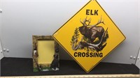 Elk Crossing Sign & Picture Frame