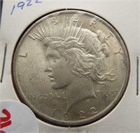 1922 Peace Silver dollar.
