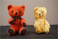Lot of 2 Vintage Teddy Bears Red and Yellow