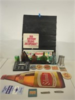 Group beer collectibles - Hamms poster, Schmidt,