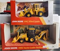 Two Ertl John Deere Die Cast Replica Farm Toys