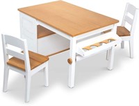 Wooden Art Table & Chairs Set - White - Kids Craft