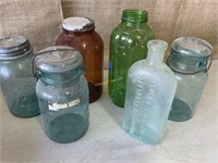 Collectible glass, blue Ball jars,
