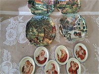 Coke coasters and Currier & Ives tin plates