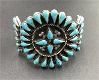 VINTAGE  TURQUOISE CUSTER SILVER CUFF