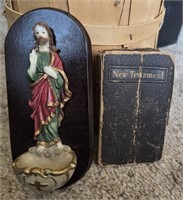Vintage New Testament + Holy Water Font