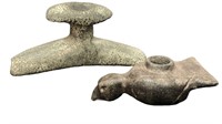 Two Early Native American Stone Pipes, Bird Effigy