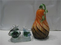 2 Hand Blown Glass Statues Tallest 12" See Info
