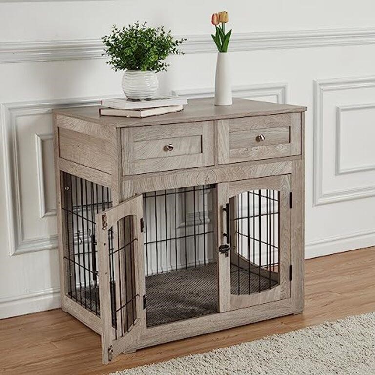 Dog Crate Furniture with 2 Drawers,3-Doors Dog