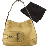 GUCCI Gold Horsebit Shoulder Bag