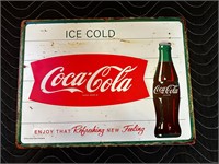 1ft x 16” Metal Embossed Coca-Cola Sign