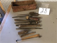 TOOLS AND WOODEN BOX
