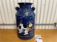 Painted Blue Milk Can