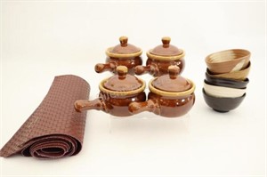 Lidded Onion Soup & Side Bowls, Placemats