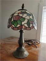 Small Leaded Glass Lamp, Metal Base