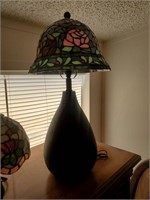 Leaded Glass Lamp, Rose Design