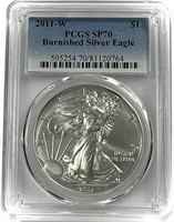 2011-W 1oz Burnished Silver Eagle PCGS SP70