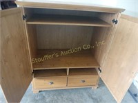 Wood entertainment stand w/ 2 drawers,