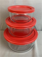 3 Pyrex Glass Storage Bowls