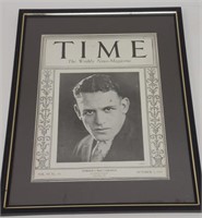 1925 Illini Red Grange Framed Time Magazine Cover