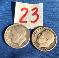 1952S & 1957D Rossevelt Silver Dimes