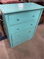Solid wood antique dresser painted turquoise 30”