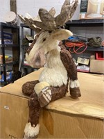Seated  moose made from birch bark, pine bark and