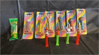 Pez Dispensers 6 On Card, 1 In Bag, 4 Loose