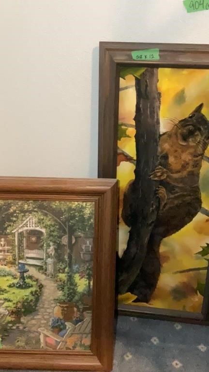 Framed Embroidered Work, Squirrel Painting,JP