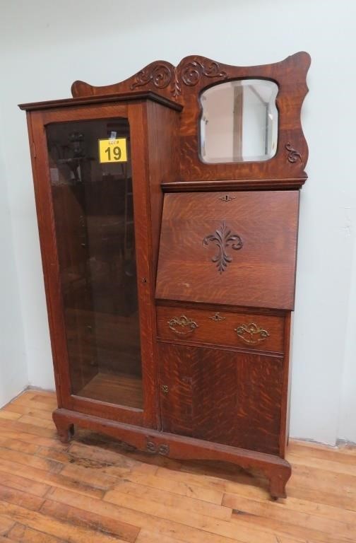 Oak Side By Side Secretary Desk 38x64 - No Shelves