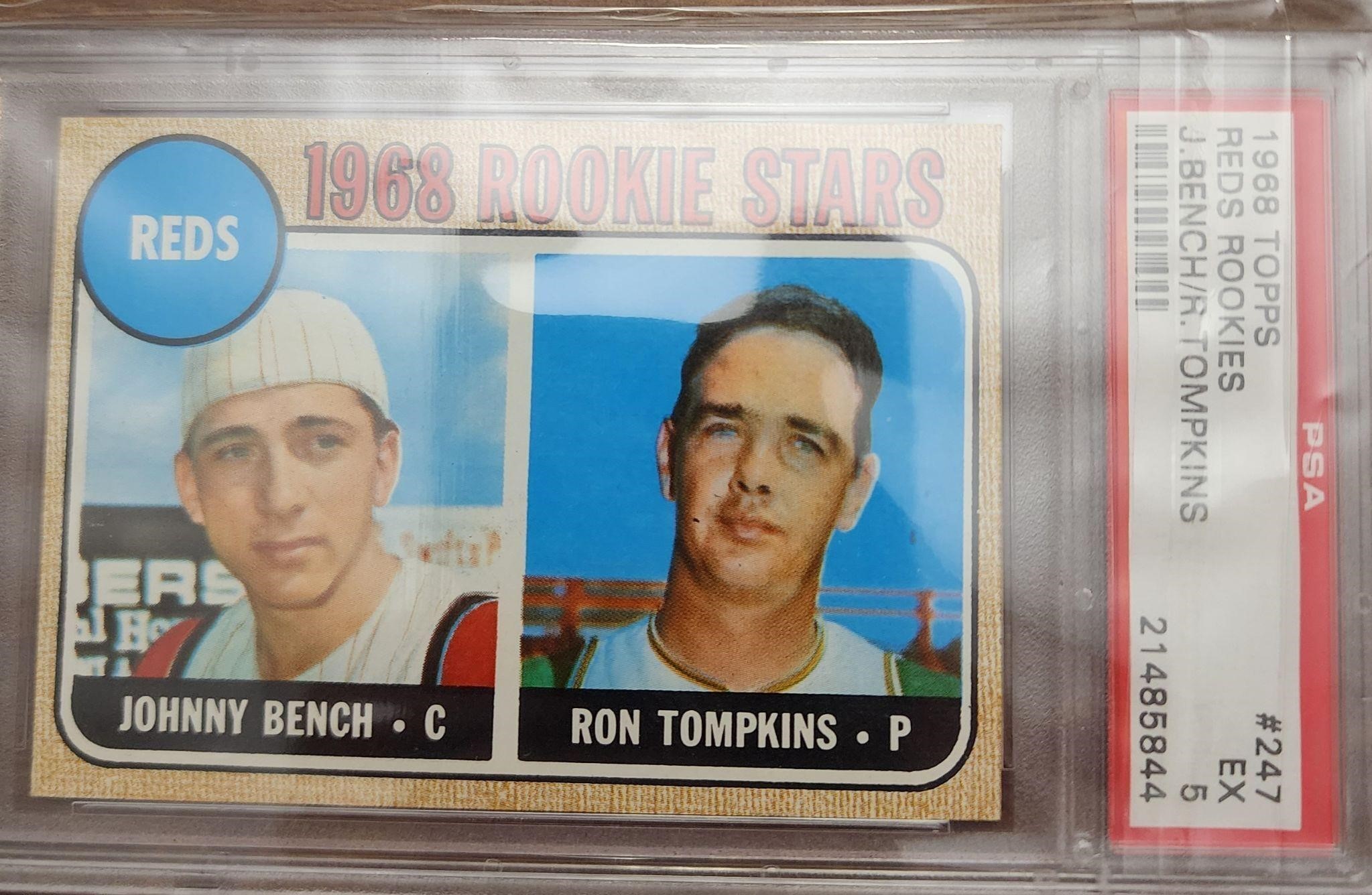 1968 Topps Reds Rookies Bench/Tomkins PSA GR 6