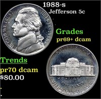 Proof 1988-s Jefferson Nickel 5c Grades GEM++ Proo