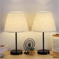 WF1470  Haitral Bedside Lamp Set Black Metal Whi