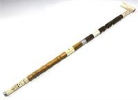 ORNATE AFRICAN STYLE CARVED WOOD & BONE CANE