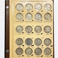 1916-1918 Walking Half Dollar Book (64 Coins)