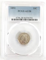 1892 U.S. Barber Dime PCGS AU 58