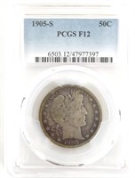 1905-S U.S. Silver Barber Half Dollar PCGS F 12