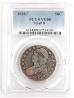 1818/7 U.S. Capped Bust Half Dollar PCGS VG 8