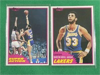 Lot Kareem Abdul-Jabbar 1981 tops basketball cards