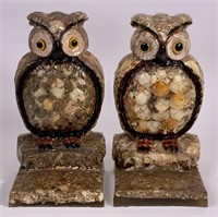 Pr. Owl bookends, molded resin, 4.5" base, 9"